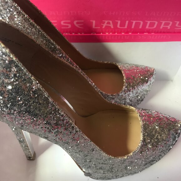 Chinese Laundry Kristin Cavallari 'Liberta' Silver Platform Stilletos size 7.5 - Picture 2 of 10